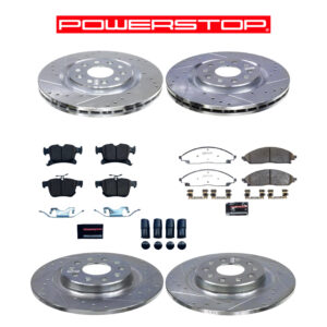 Zestaw hamulcowy przód+tył AWD PowerStop tarcze AR83118XPR / AR83103XPR + klocki Z36 2402 / Z23 1901